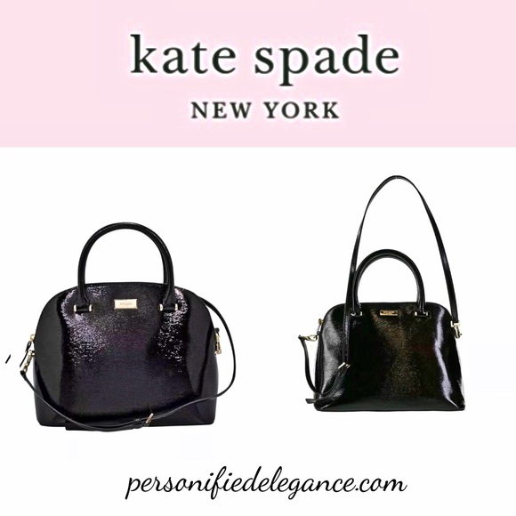 Kate Spade Bixby Place Carli Black Patent Leather Satchel Handbag Crossbody - Picture 8 of 13